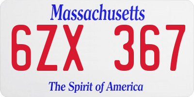 MA license plate 6ZX367