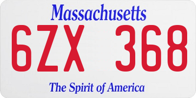 MA license plate 6ZX368
