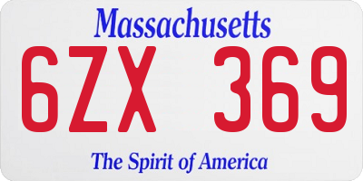 MA license plate 6ZX369