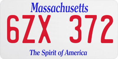 MA license plate 6ZX372