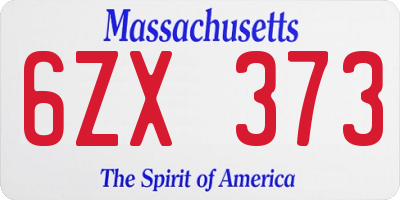 MA license plate 6ZX373