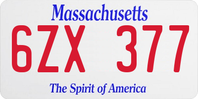 MA license plate 6ZX377