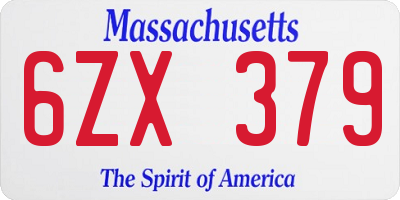 MA license plate 6ZX379