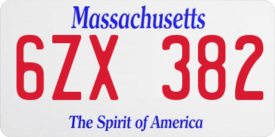 MA license plate 6ZX382