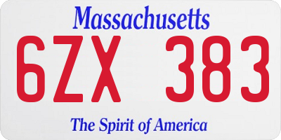 MA license plate 6ZX383
