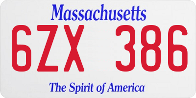 MA license plate 6ZX386
