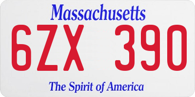 MA license plate 6ZX390