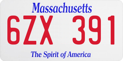 MA license plate 6ZX391