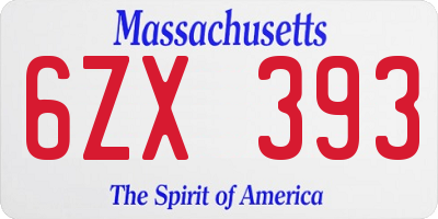 MA license plate 6ZX393