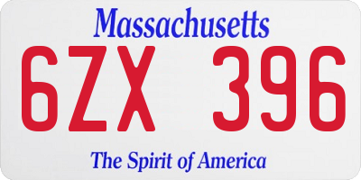 MA license plate 6ZX396