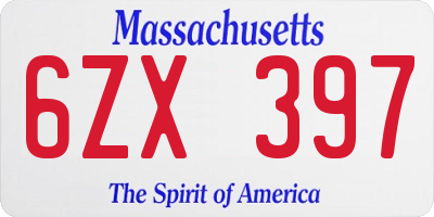 MA license plate 6ZX397
