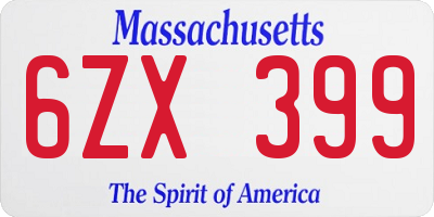 MA license plate 6ZX399
