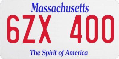 MA license plate 6ZX400