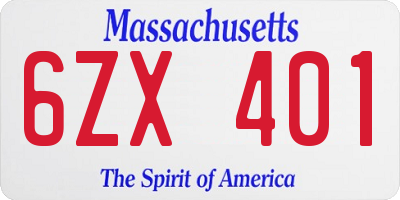 MA license plate 6ZX401