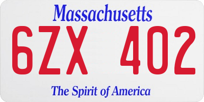 MA license plate 6ZX402