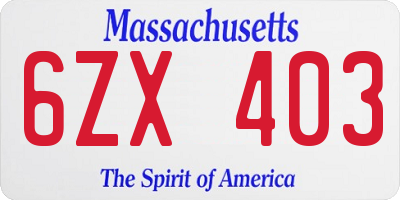 MA license plate 6ZX403