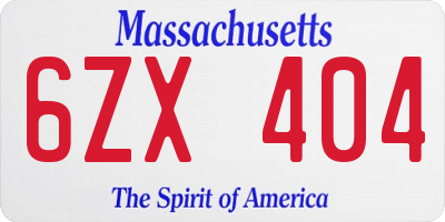 MA license plate 6ZX404