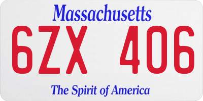 MA license plate 6ZX406