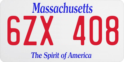 MA license plate 6ZX408