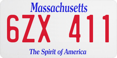 MA license plate 6ZX411