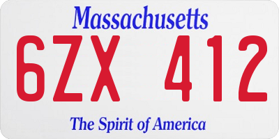 MA license plate 6ZX412