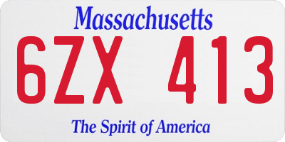 MA license plate 6ZX413