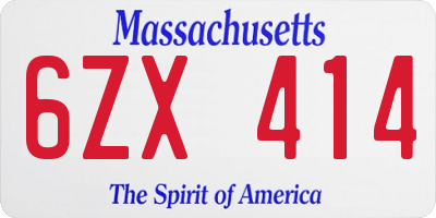 MA license plate 6ZX414