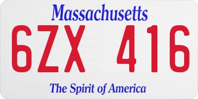 MA license plate 6ZX416