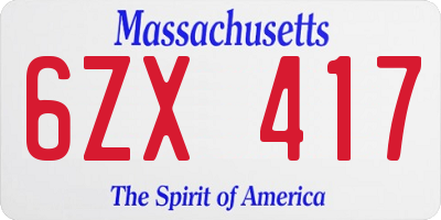 MA license plate 6ZX417