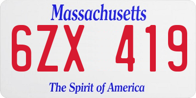 MA license plate 6ZX419
