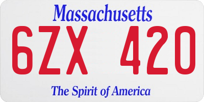 MA license plate 6ZX420