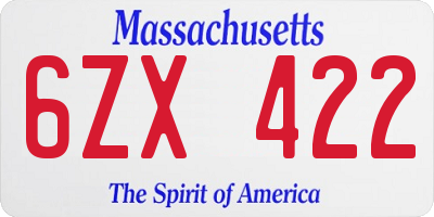 MA license plate 6ZX422