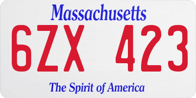 MA license plate 6ZX423