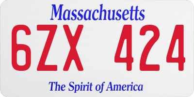 MA license plate 6ZX424