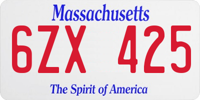 MA license plate 6ZX425