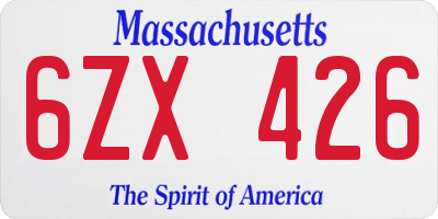 MA license plate 6ZX426