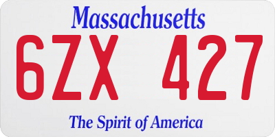MA license plate 6ZX427