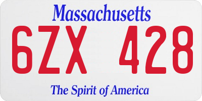 MA license plate 6ZX428