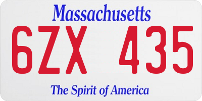 MA license plate 6ZX435