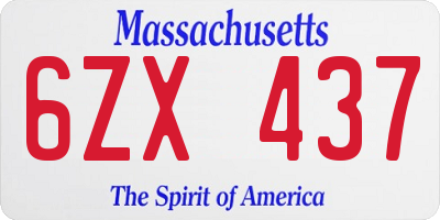 MA license plate 6ZX437