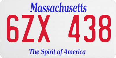 MA license plate 6ZX438