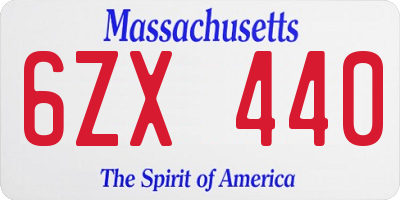 MA license plate 6ZX440