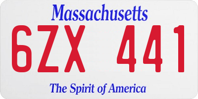 MA license plate 6ZX441