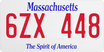 MA license plate 6ZX448
