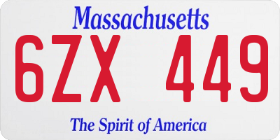 MA license plate 6ZX449