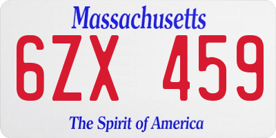 MA license plate 6ZX459