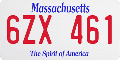 MA license plate 6ZX461