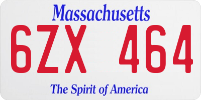 MA license plate 6ZX464