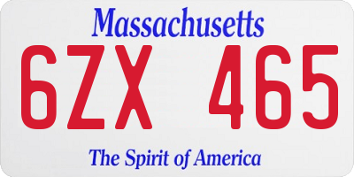 MA license plate 6ZX465