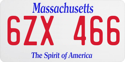 MA license plate 6ZX466